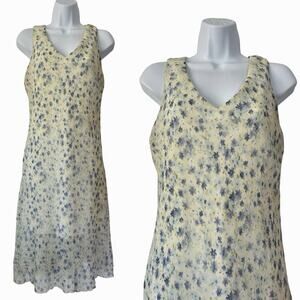 Vintage Sense Ditsy Floral‎ Y2K Fairy V Neck Midi Dress Size M Cottage Prairie